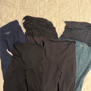 Beyond the Bump Black and Blue Leggings- maternity leggings bundle haul , lot